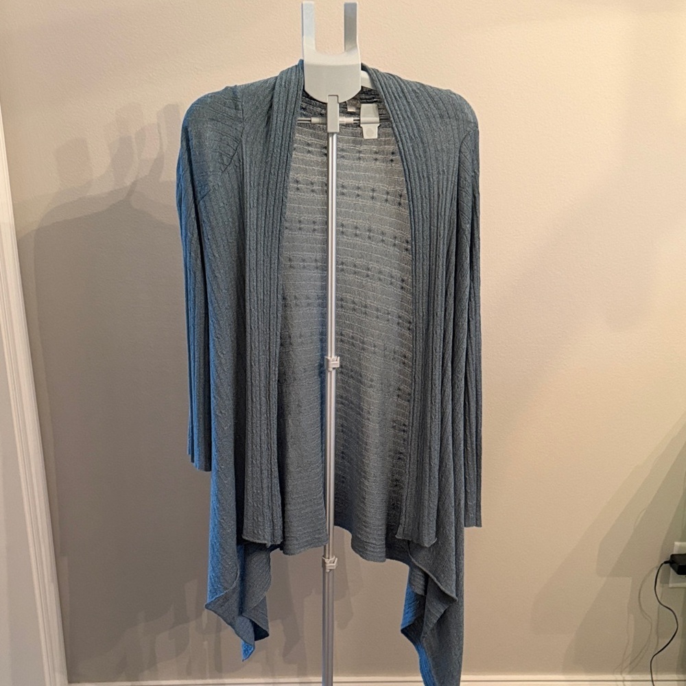 Chico's Heather Metallic Blue Draped Cardigan